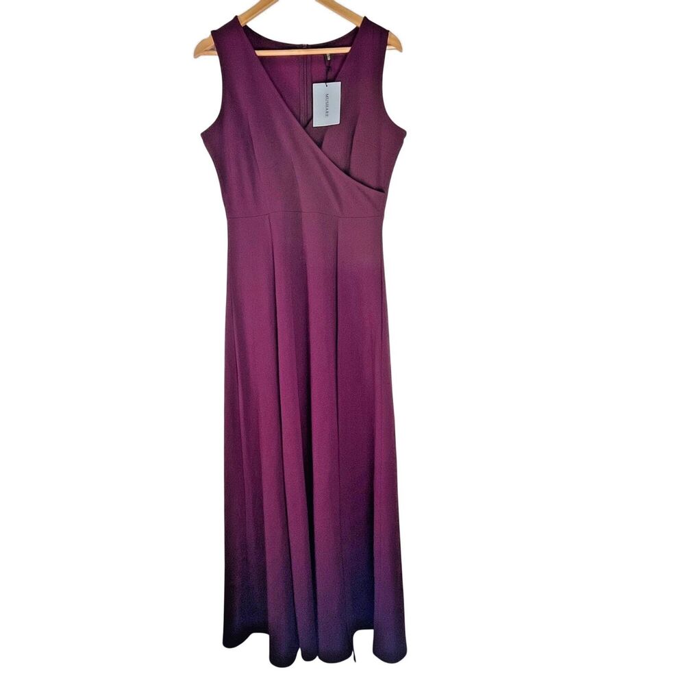 Burgundy Palazzo Jumpsuit Women’s Formal Dress Illusion Wide Leg size L NWT - Picture 8 of 15